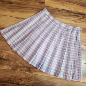 Self Esteem Pleated Plaid Mini Skirt Lavender and Pink Size S NWT